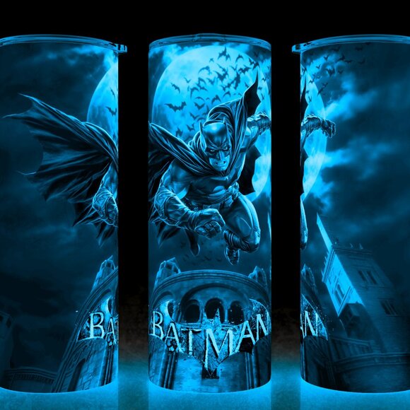 Glow in the Dark Batman Diving off a Building Superhero Cup Mug Tumbler - Picture 1 of 4